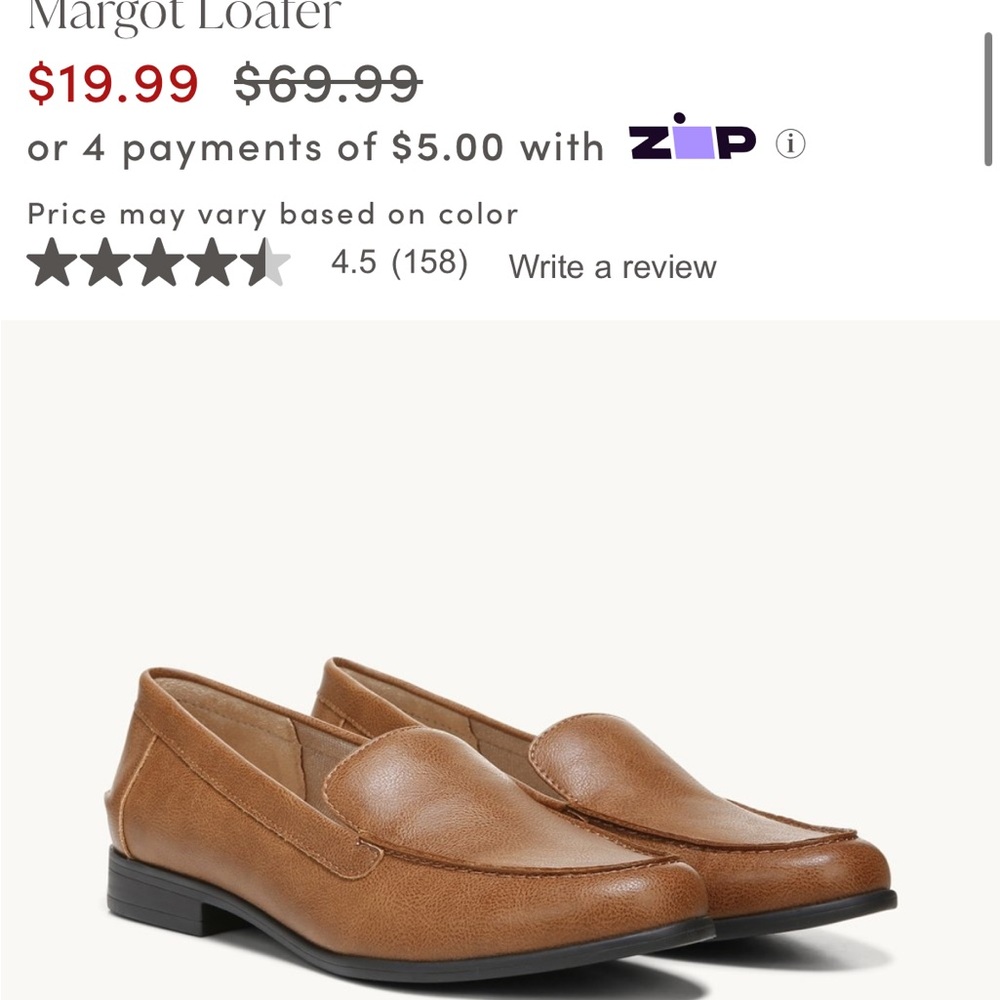 LifeStride Margot Loafer, Tan, Women’s size 8